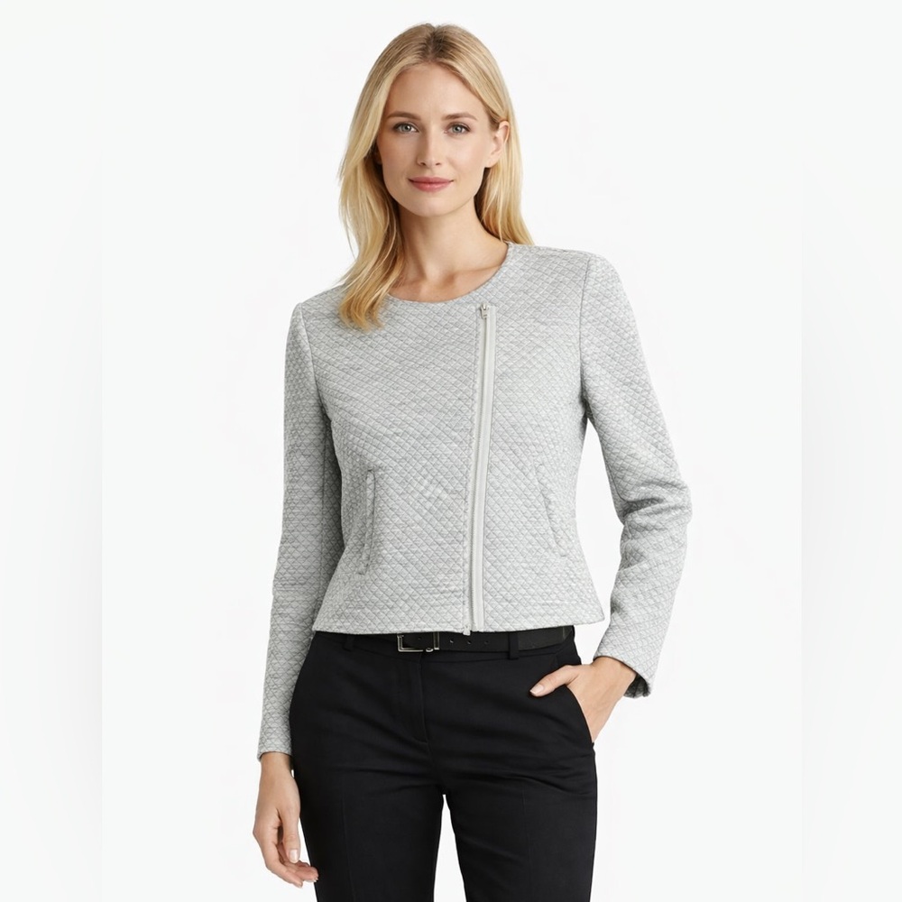 NWT Ann Taylor quilted moto jacket in grey size medium